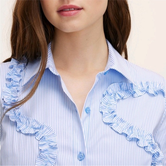 Kate Spade Target Blue Ruffle Button-Down Dress Size M - Picture 3 of 12